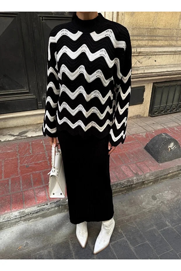 carla mara new season women's zigzag patterned sweater and dress knitwear set carla mara new season women's zigzag patterned sweater and dress knitwear set