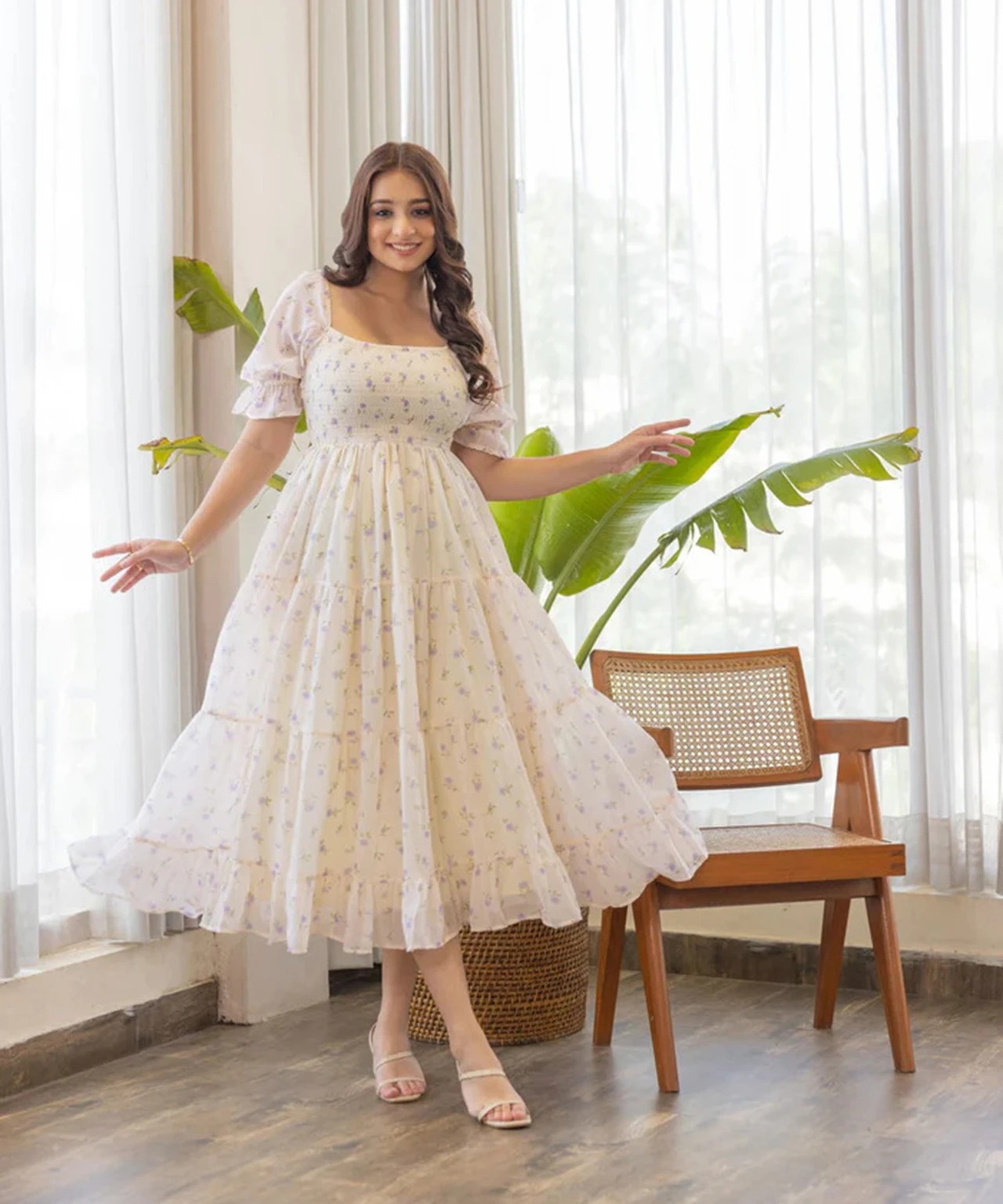 dream tree women fit and flare white midi/calf length dress dream tree women fit and flare white midi/calf length dress